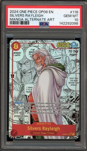 One Piece CCG Silvers Rayleigh Manga Alternate Art OP08-118 PSA 10 Gem Mint