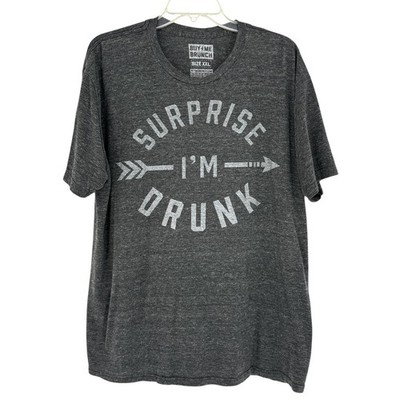 Buy Me Brunch Surprise I'm Drunk Graphic T-Shirt Arrow Charcoal Gray XXL