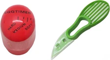 Avocado Slicer And Egg Timer Set - 3 In 1 Tool - Cutter, Peeler, Pitter Green 