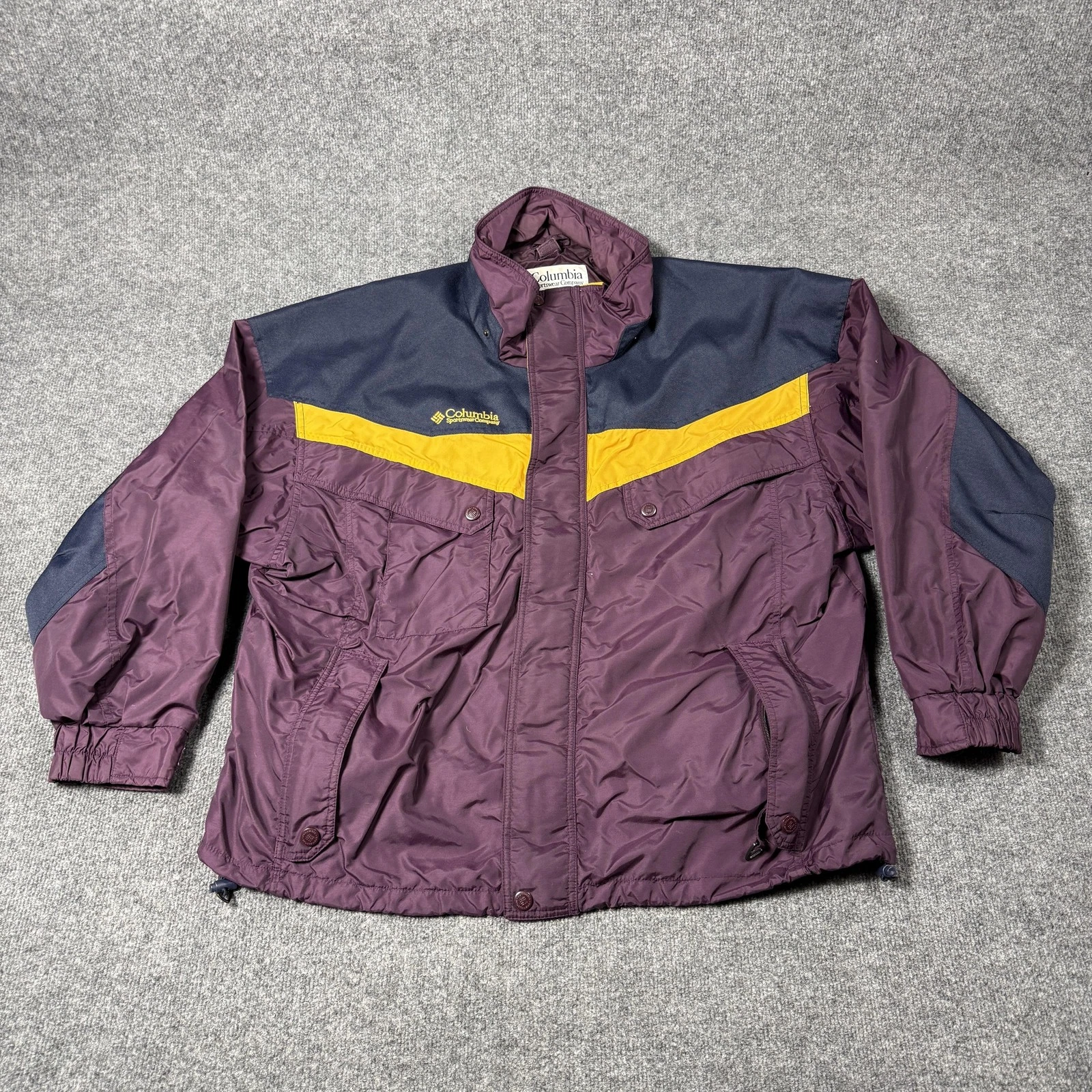Vintage Columbia Jacket Mens XL Purple Boulder Ridge Parka Full Zip Insulated