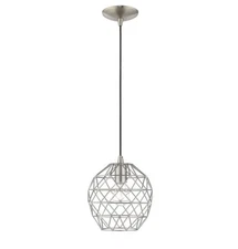 Livex Lighting 41326-91 Geometric Shade - 8" One Light Mini Pendant, Brushed ...