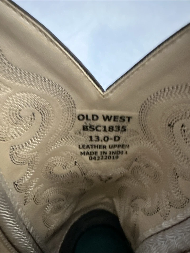 Botas de Vaquero Old West Niños Negras Imitación Cuero con Avestruz Talla 13 Foto 4 de 4