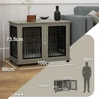 Wooden Dog Cage Furniture with Ventilated Mesh & Washable Cushion