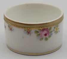 Nippon Porcelain Salt Cellar Roses & Other Floral with Gold Bands