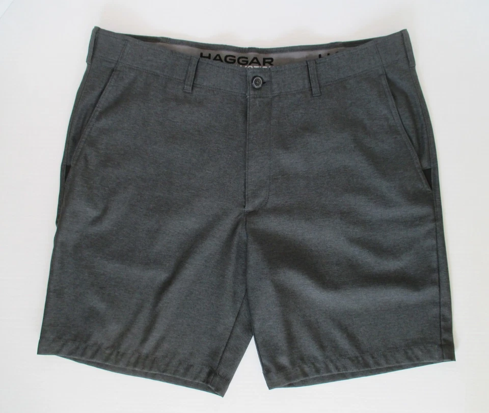 Pantalones cortos de vestir Haggar In Motion para hombre talla 40 gris carbón entrepierna 9" Foto 2 de 4