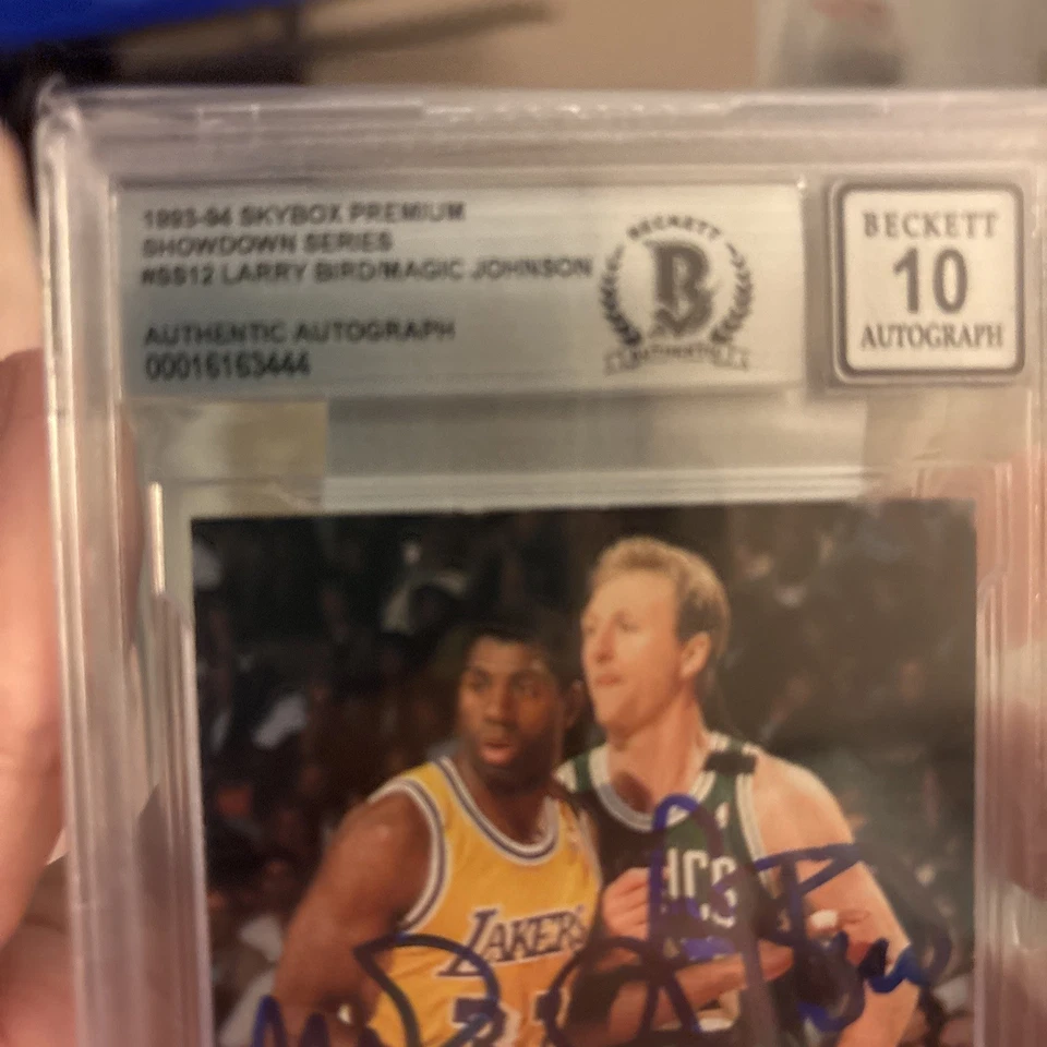 Magic Johnson & Larry Bird Firmado Skybox Premium 1993-94 Tarjeta Automática 10! BAS   Foto 2 de 4