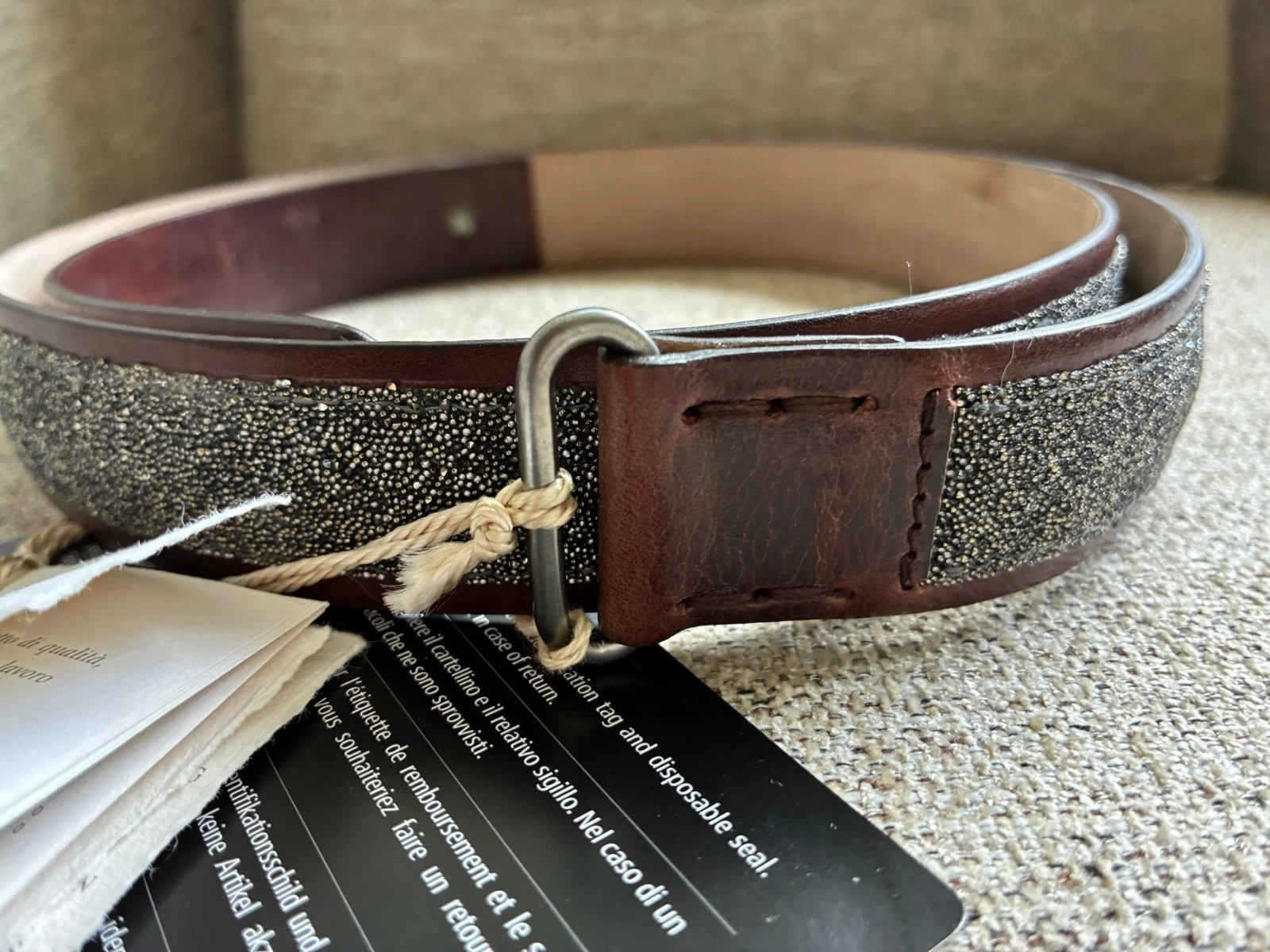 Brunello Cucinelli — Brunello Cucinelli Woman's Belt NWT Size Medium 43" Length Silver * REDUCED *