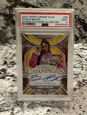 2025 Topps Chrome WWE Marks Of Champions Auto Bianca Belair AU-ORG Ref /25 PSA 9