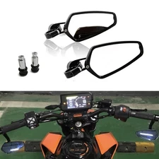 Pair Of 7/8" Motorcycle Handle Bar End Mirrors Universal Cafe Racer Motorbike