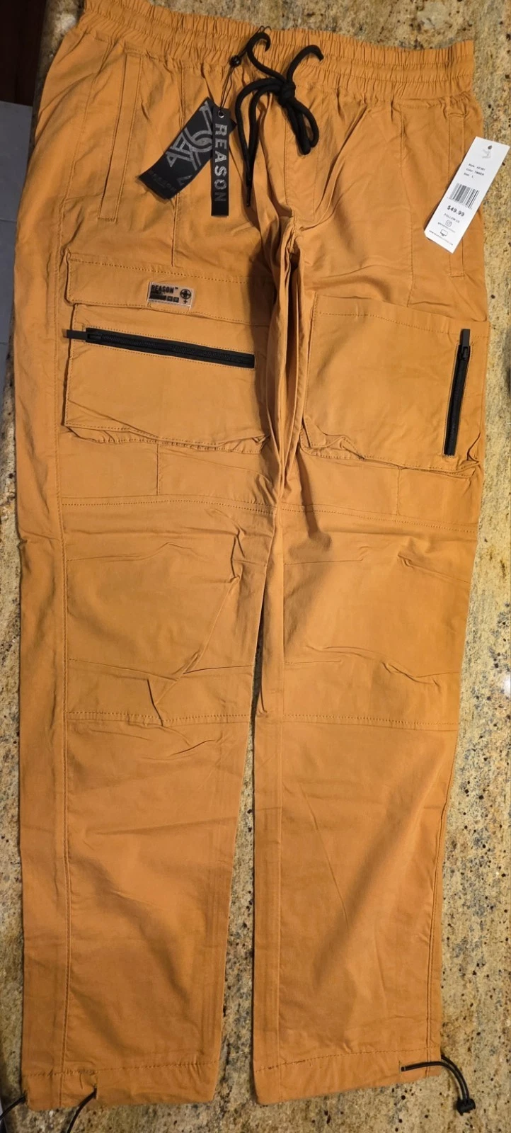 Reason Men’s Cargo Pants Size L 33-31 NEW w Tags NWT Orange