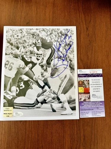 Walter Payton "Sweetness" signed 8x10 photo Chicago Bears Football HOF JSA COA