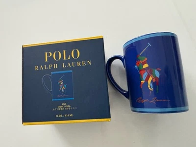 New Polo Ralph Lauren Home Polo Mug Color-Blocked Big Pony Blue Mug