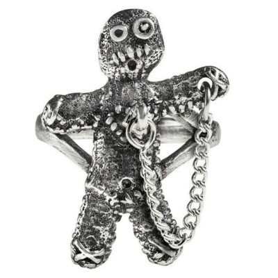 Alchemy Gothic Voodoo Doll Ring Fine English Pewter Witch Folk Magic R236 Unisex