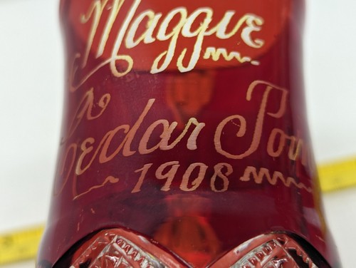 1906 Cedar point Ruby Red Flash 4" Glass Souvenir Creamer For Maggie Vintage + - Picture 10 of 10