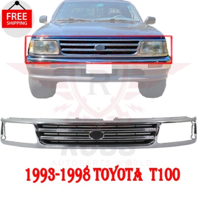 New Front Grille Chrome Shell with Black Insert Fits 1993-1998 Toyota T100 Cab