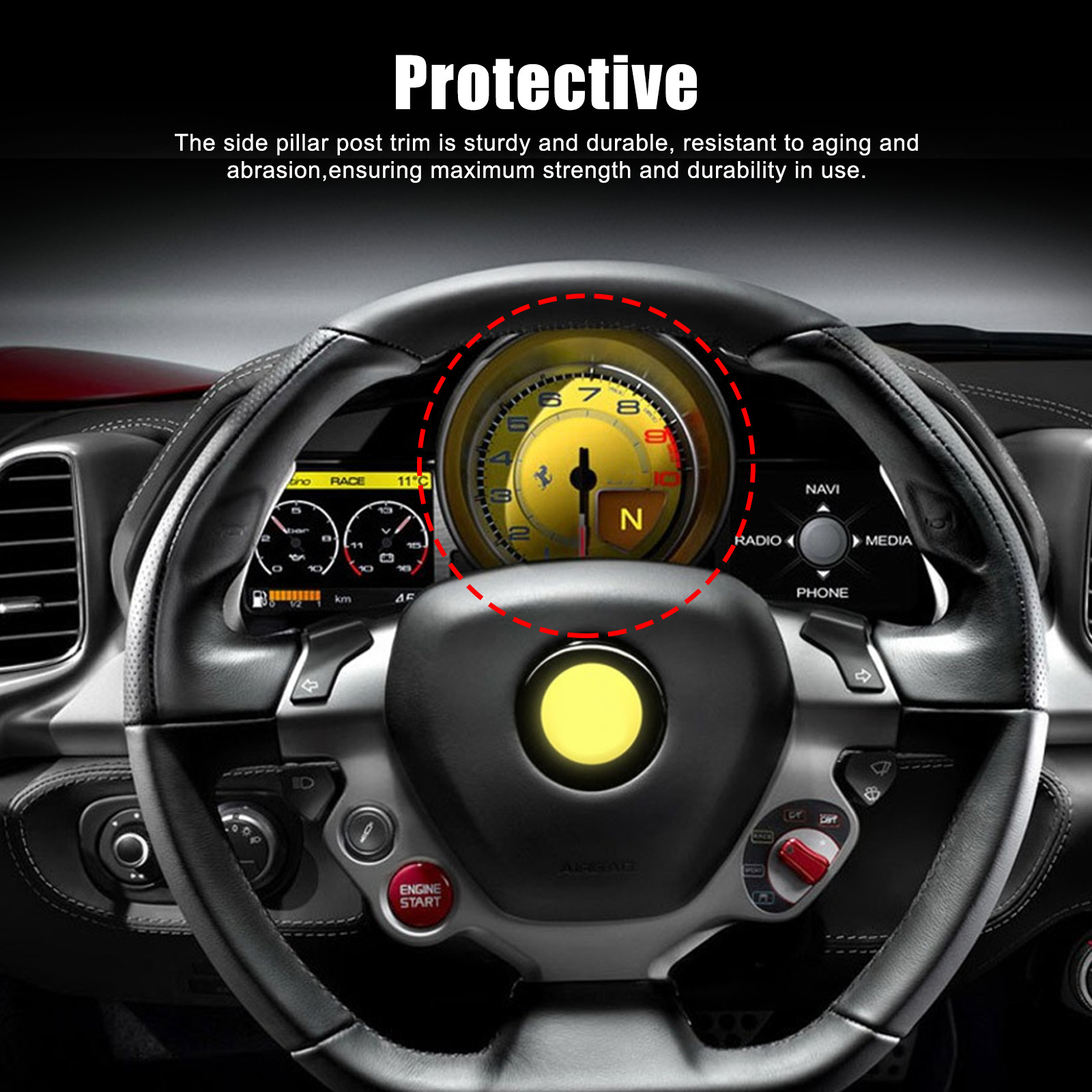 Real Carbon Fiber Instrument Speed ​​Dial Cover For Ferrari 458 488 2011-2016 US