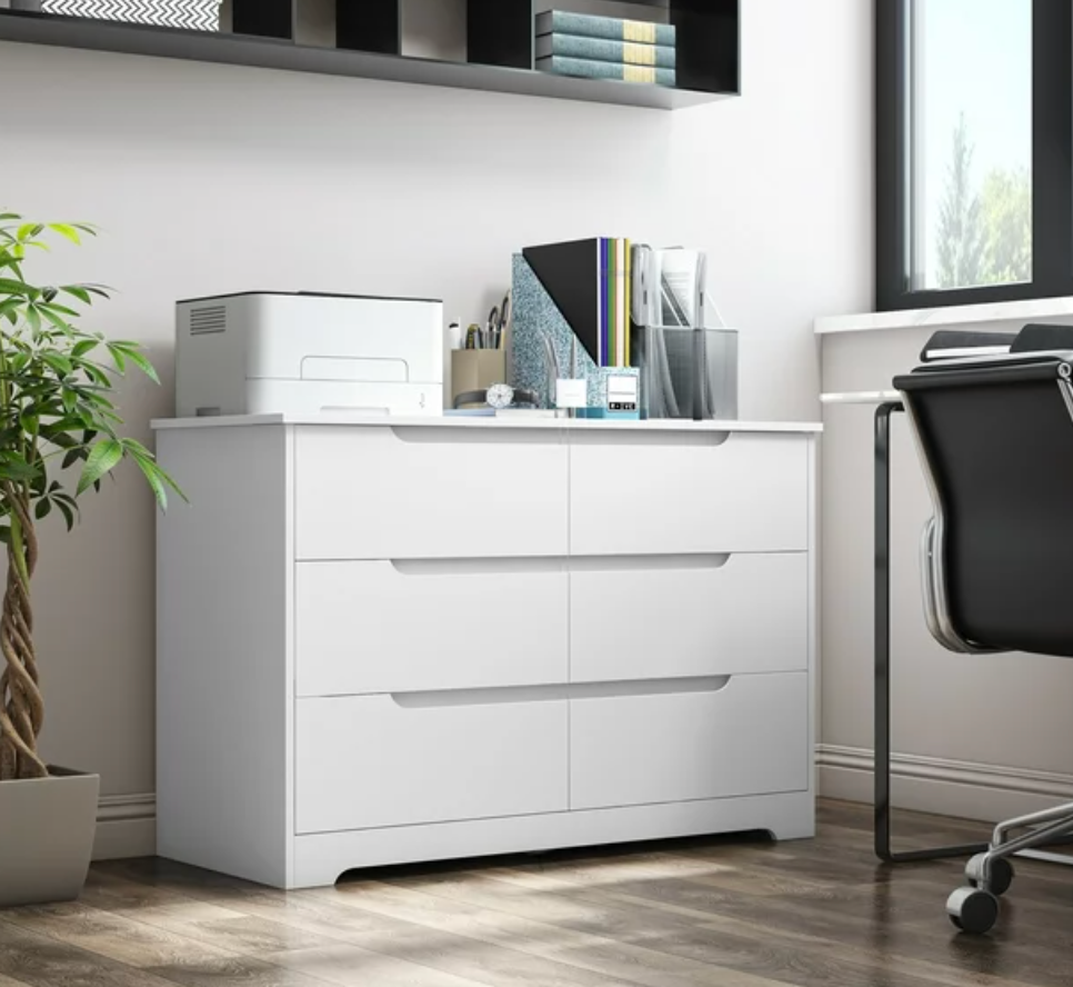 Cómoda De 6 Cajones Para Dormitorio - Blanco, 100x34x72.5 Cm | Mueble De Almacenamiento Versátil Para Habitación O Salón
