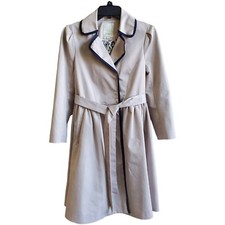 Anthropologie Elevenses Fair Lady Beige Tan Trench Long Coat Sz 2 Xs Butterfly