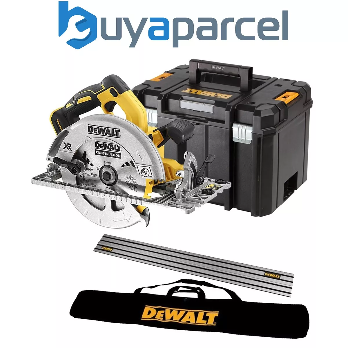Dewalt DCS572N 18v XR Brushless 184mm Circular Saw Tstak Case Guide Rail Bag