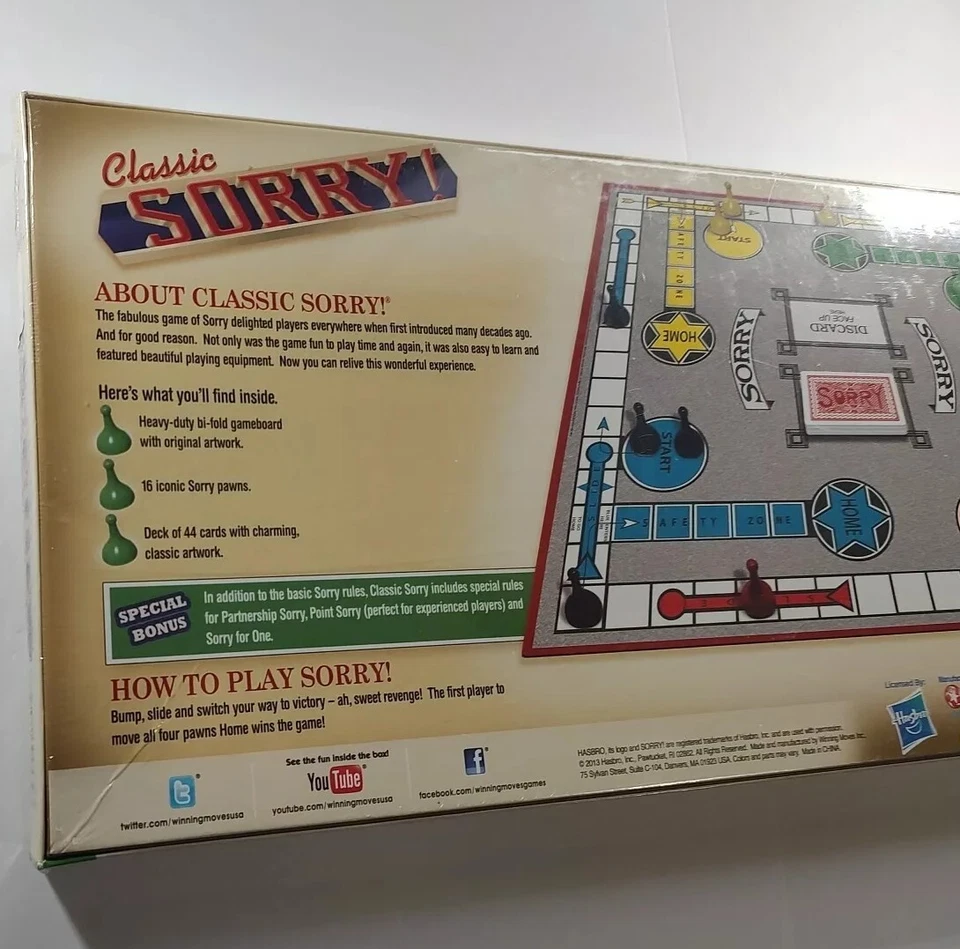 Hasbro's Sorry The Board Game Classic New Sealed - Image 4 of 4