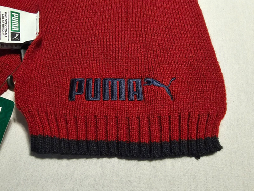 Puma Unisex Hombre Mujer Tejido Punta Bufanda Rojo Azul Nuevo con Etiquetas - Imagen 2 de 6