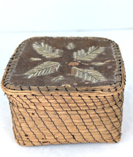 Native American Ojibwe Chippewa Porcupine Quill Birch Bark Sweetgrass Basket