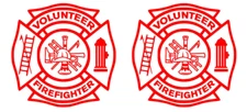 2 Pk Volunteer Firefighter Vinyl Decal Car Window Laptop Tablet Notebook Tumbler