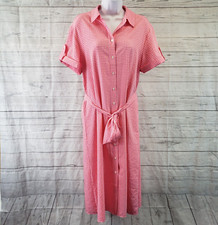 Draper James Womens Button Front Dress Sz Small Pink Orange Short Sleeve