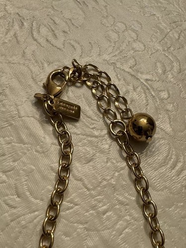 Kate Spade Necklace Enamel Crystal Gold Cream White Cabachon statement 18-20” - Picture 3 of 4