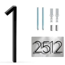 Floating House Number Black Floating Mount 5" Modern House Numbers 1 ONE
