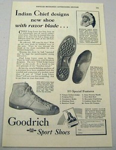 1930 Print Ad Goodrich Sport Shoes Designed by Blackfoot Indian Chief