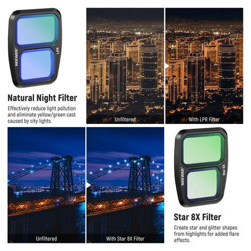 4 Pack Air 3 Effect Filters, SGND1.2/Light Pollution/Blue Streak/8x Star - Picture 5 of 8