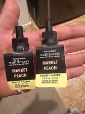 BATH & BODY WORKS WHITE BARN MARKET PEACH WALLFLOWERS FRAGRANCE REFILL .8 0z