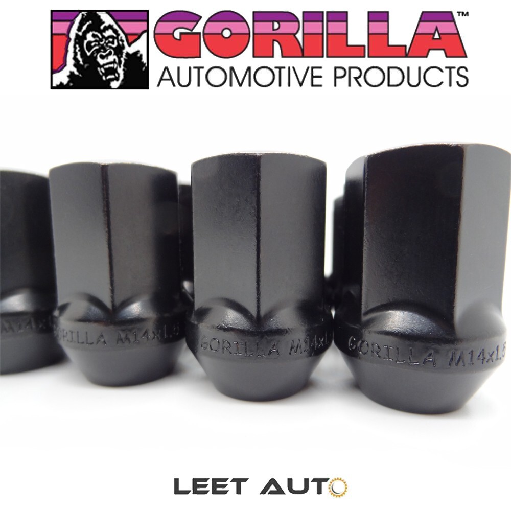 24pc.) Gorilla Lug Nuts, Factory Style, 14mm x 1.50, Black, 7/8