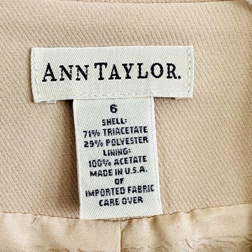 Nice ANN TAYLOR Women's Khaki Beige Triacetate Polyester Blazer Jacket size 6 - Picture 4 of 6