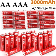EBL AA ,AAA Rechargeable Batteries 1.5V Triple A,Double A  1200mwh / 3000mwh Lot