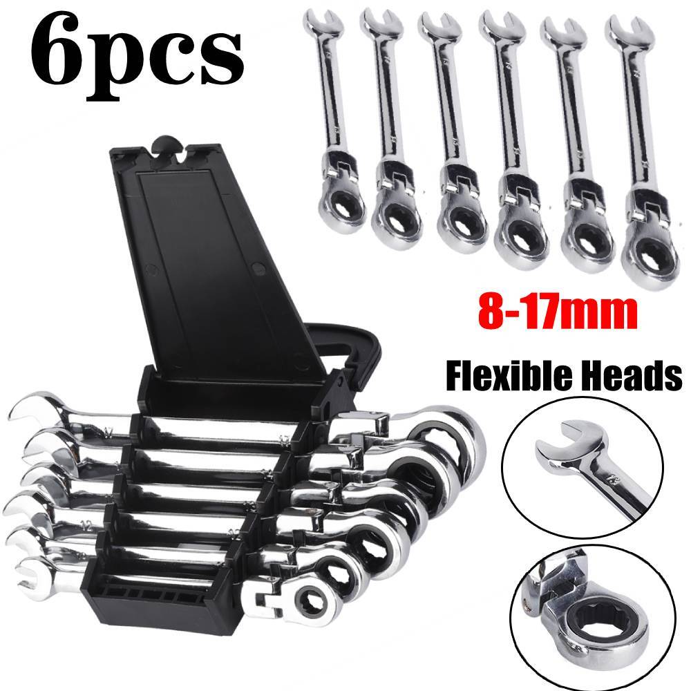 Ratchet Spanners Combination Ratchet Wrench Spanner Flexible CrV 8mm - 17mm