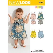 New Look SEWING PATTERN 6501 Babies' Dress,Panties & Romper Sizes Newborn-Large