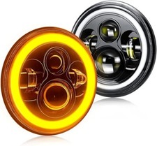 Pair 7" Inch Round LED Headlights Angle Eyes DRL For Jeep Wrangler JK 2007-2017