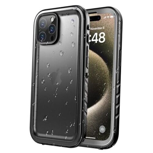Case Waterproof - Built in Screen Protector [IP68 for iPhone 15 Pro Max Black