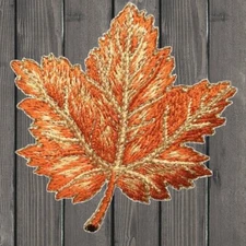 Autumn Fall Leaf Embroidered Patch — Iron On