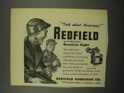 1952 Redfield No. 70 Micrometer Receiver Sight Ad - Accuracy