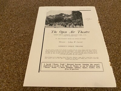 FTWB26 WERBUNG 11X8 FREILICHTTHEATER INNER CIRCLE GARDENS REGENT'S PARK 1934