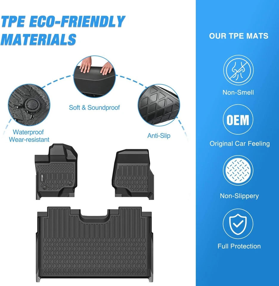 Nilight TPE Floor Mats for Ford F-150 F150 Lightning SuperCrew Cab Bucket Seats Foto 3 de 4