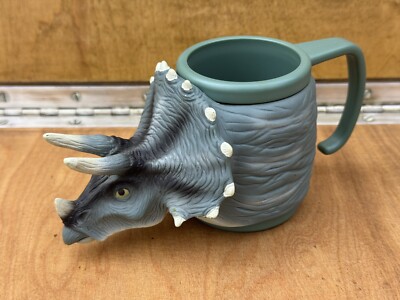 Vintage 1997 Jurassic Park 3D Triceratops Cup Mug Plastic Equity Toys UCS Amblin