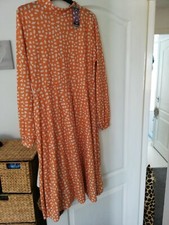 Mustard Dalmatian Print Midi Dress 16 By Boohoo Nwt
