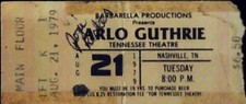 Arlo Guthrie Concert Ticket Stub Tennessee Theatre Knoxville TN 8/21/1979 Floor