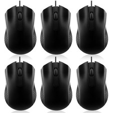 6 Pcs Wired USB Computer Mouse Bulk 3 Button Corded Mouse Wired Mouse for Lap...