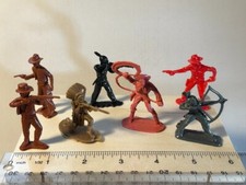 Lot of assorted plastic Cowboy and Indian figures in differet poses.