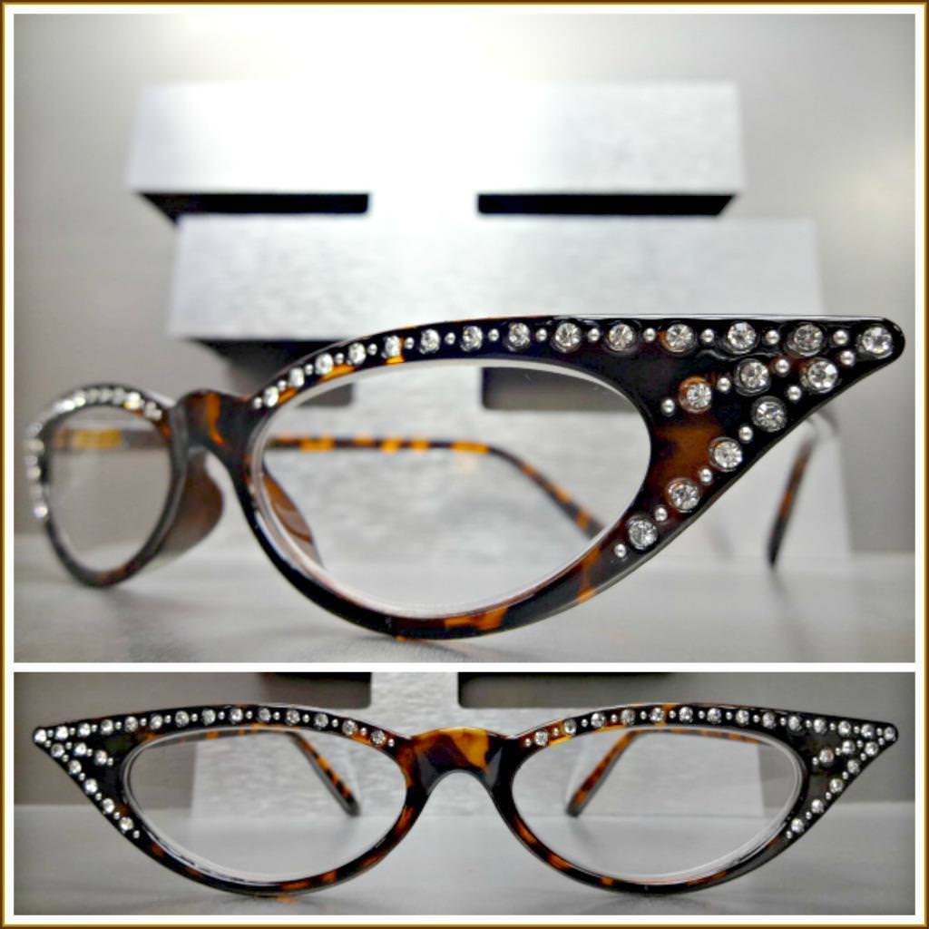 Women's Elegant Retro CAT EYE READING EYE GLASSES READERS Bling